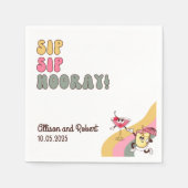 Retro Sip Hooray Typografie Party Serviette (Vorderseite)