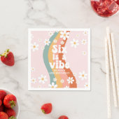 Retro Six ist ein Vibe Rainbow Daisy 6. Geburtstag Serviette (Beispiel)