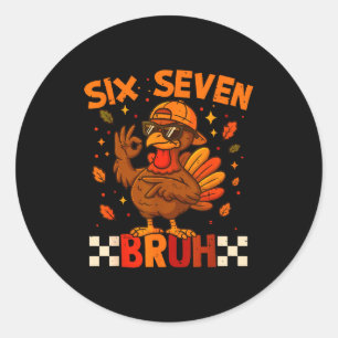 Retro Six Seven Bruh 67 Herbst Thanksgiving Trutha Runder Aufkleber