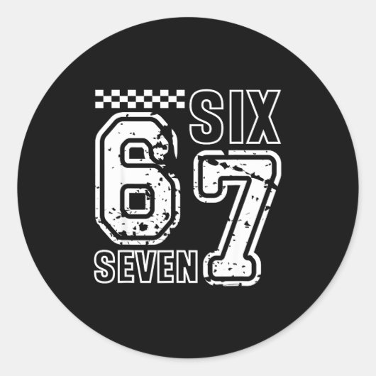 Retro Six Seven Numbers Clever Humor 6 7 Meme Mens Runder Aufkleber (Vorderseite)