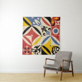 Retro Sixties Azulejos Geometric Pattern Wandteppich (Beispiel (Horizontal))