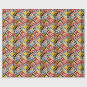 Retro Sixties Azulejos Geometrisches Muster Geschenkpapier (Flach)