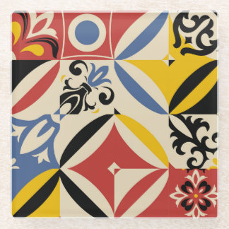 Retro Sixties Azulejos Geometrisches Muster Glasuntersetzer