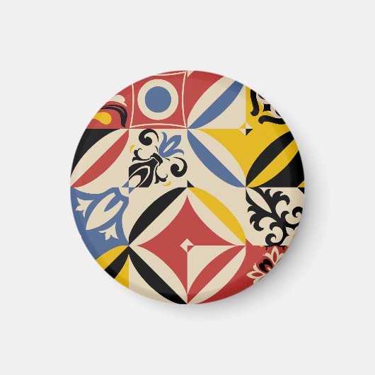 Retro Sixties Azulejos Geometrisches Muster Magnet (Vorne)