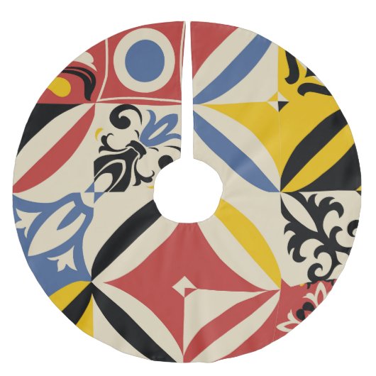 Retro Sixties Azulejos Geometrisches Muster Polyester Weihnachtsbaumdecke (Vorderseite)
