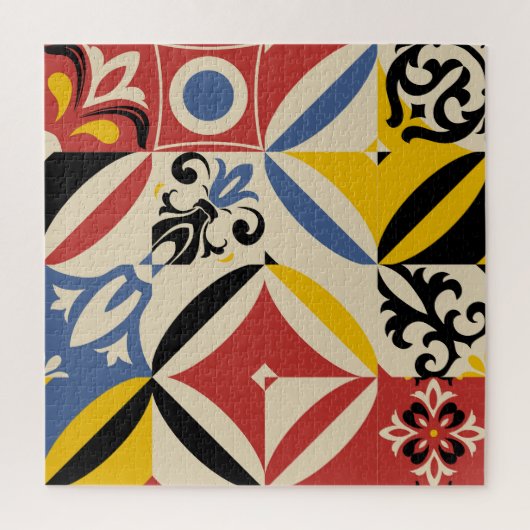 Retro Sixties Azulejos Geometrisches Muster Puzzle (Vertikal)