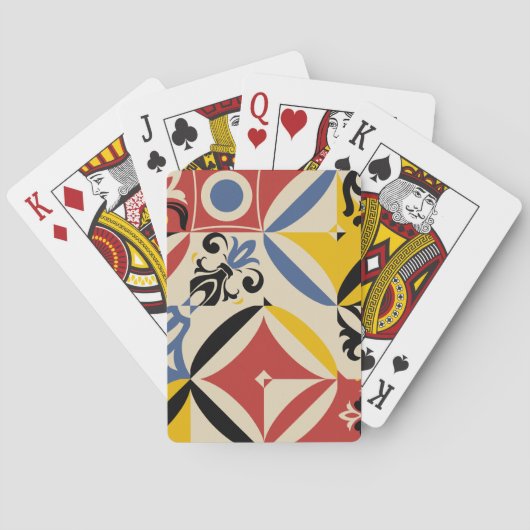 Retro Sixties Azulejos Geometrisches Muster Spielkarten (Rückseite)