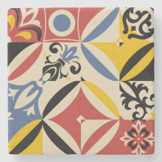 Retro Sixties Azulejos Geometrisches Muster Steinuntersetzer