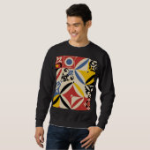Retro Sixties Azulejos Geometrisches Muster Sweatshirt (Vorne ganz)