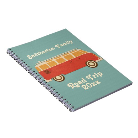 Retro Sixties Van Family Road Trip Urlaub Notizblock (Rechte Seite)