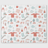 Retro-skandinavische Weihnachten Geschenkpapier (Flach)