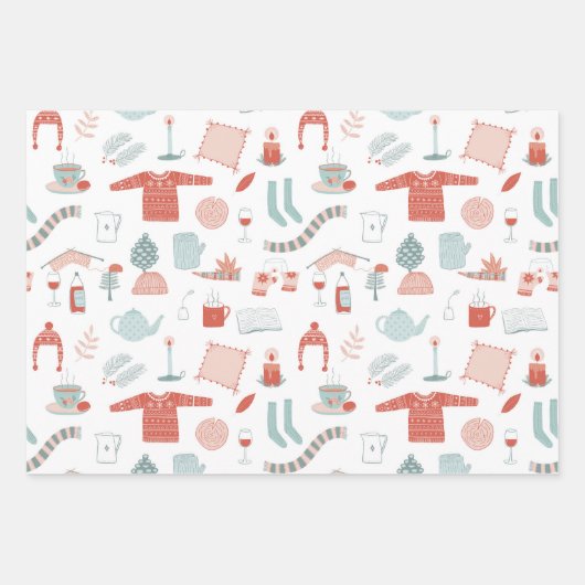 Retro-skandinavische Weihnachten Geschenkpapier Set (Vorderseite)