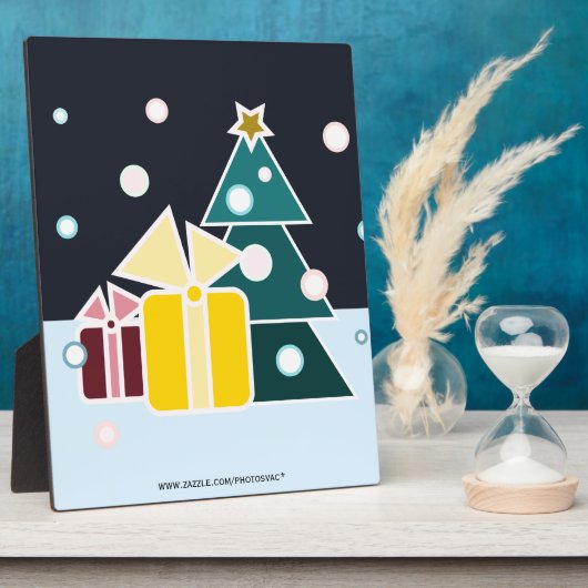 Retro skandinavische Weihnachtsbaum-Geschenke Kuns Fotoplatte (Seite)