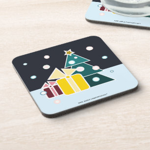 Retro skandinavische Weihnachtsbaum-Geschenke-Kuns Getränkeuntersetzer