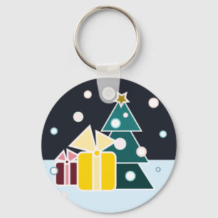 Retro skandinavische Weihnachtsbaum-Geschenke Kuns Schlüsselanhänger