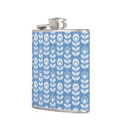 Retro skandinavisches blaues Muster Flachmann (Links)