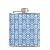 Retro skandinavisches blaues Muster Flachmann (Vorderseite)