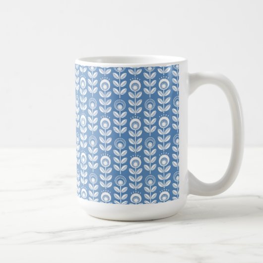 Retro skandinavisches blaues Muster Kaffeetasse (Rechts)