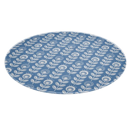 Retro skandinavisches blaues Muster Schneidebrett (Ecke)