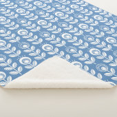 Retro skandinavisches blaues Muster Sherpadecke (3/4)