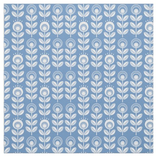 Retro skandinavisches blaues Muster Stoff (Muster)