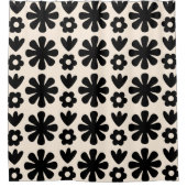 Retro skandinavisches Muster Schwarz & Creme Duschvorhang (Vorderseite)