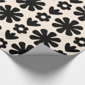 Retro skandinavisches Muster Schwarz & Creme Geschenkpapier (Ecke)