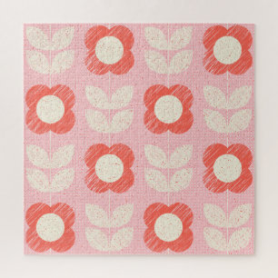Retro-skandinavisches stilisiertes florales Nahtlo Puzzle