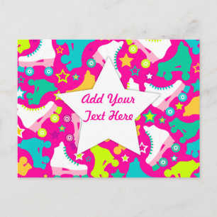 Retro-Skate - Benutzerdefinierte Postkarte in rosa