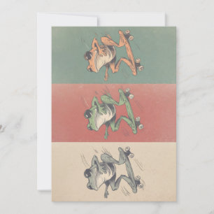 Retro Skate Frosch Trio – Vintage Tier Kunst Feiertagskarte