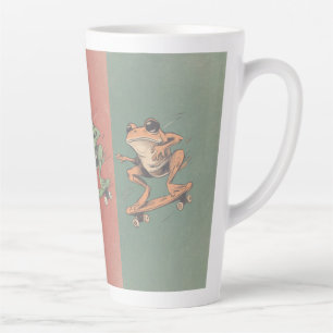 Retro Skate Frosch Trio – Vintage Tier Kunst Milchtasse
