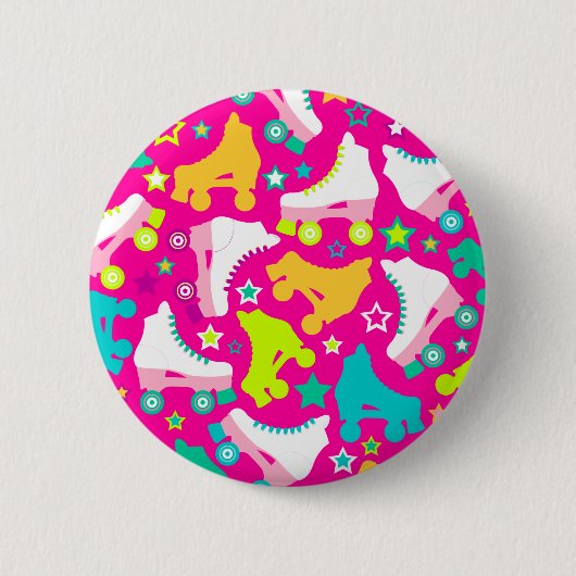 Retro Skate-heißes Rosa-Knopf-Button Button (Vorderseite)