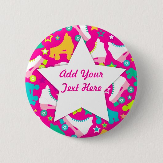 Retro Skate-heißes Rosa-kundenspezifischer Button (Vorderseite)