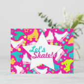 Retro-Skate individuelle Einladung "Let's Skate!" (Stehend Vorderseite)