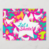 Retro-Skate individuelle Einladung "Let's Skate!" (Vorne/Hinten)