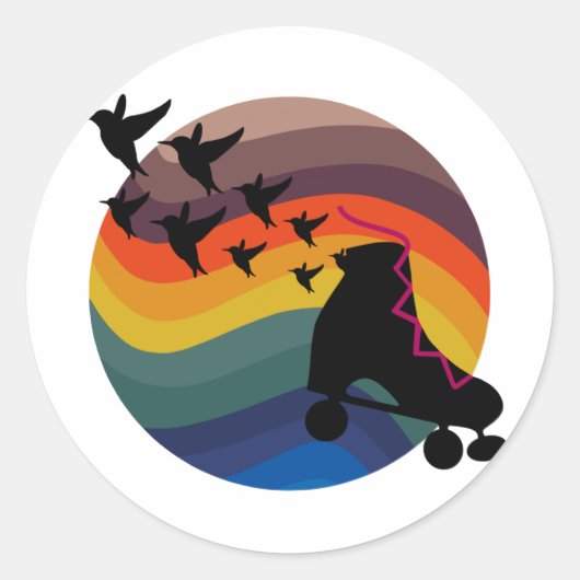 Retro-Skate kostenlos Runder Aufkleber (Vorderseite)