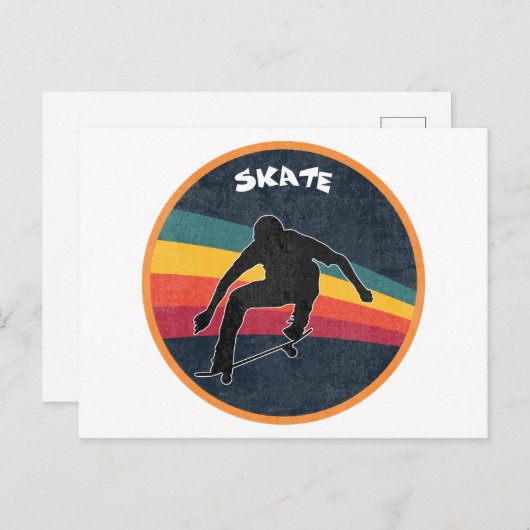 Retro Skate Skater 80er Skateboarder Skateboarden Postkarte (Vorne/Hinten)