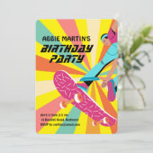 Retro Skateboard Birthday Invitation Einladung (Stehend Vorderseite)