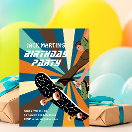Retro Skateboard Birthday Invitation Einladung