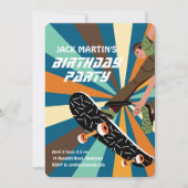 Retro Skateboard Birthday Invitation Einladung (Vorderseite)