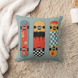 Retro Skateboard Blau Cool Kissen