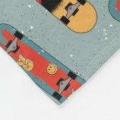Retro Skateboard Blau Cool Nahtloses Muster Fleecedecke (Ecke)