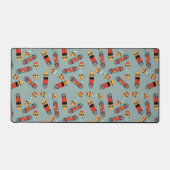 Retro Skateboard Blau Cool Nahtloses Muster Schreibtischunterlage (Vorderseite)