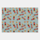 Retro Skateboard Blaues Cooles Muster Geschenkpapier Set (Vorderseite 3)