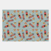 Retro Skateboard Blaues Cooles Muster Geschenkpapier Set (Vorderseite 2)
