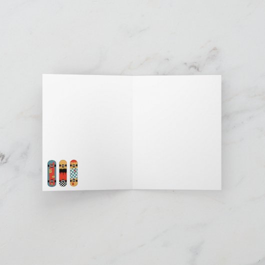 Retro Skateboard Blaues Cooles Muster Karte (Innenseite)