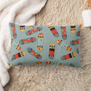 Retro Skateboard Blaues Cooles Muster Lendenkissen