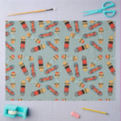 Retro Skateboard Blaues Cooles Muster Seidenpapier (Basteln)