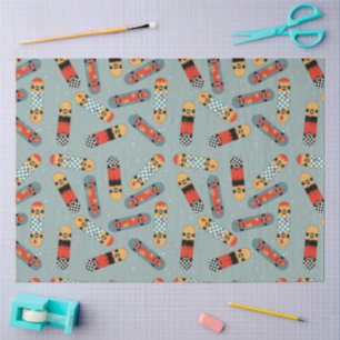 Retro Skateboard Blaues Cooles Muster Seidenpapier