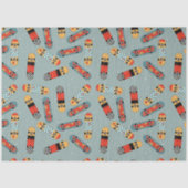 Retro Skateboard Blaues Cooles Muster Seidenpapier (Vorderseite)